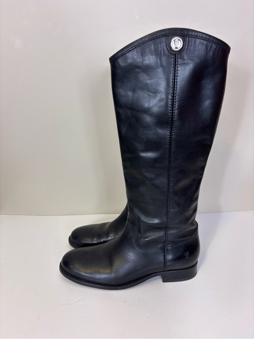 Frye Black Leather Tall Pull On Riding Boots Women’s 6.5